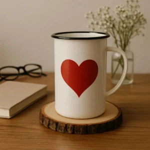 Cute red heart enamel mug